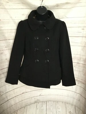 Chaqueta Abrigo Madden Girl Mujer Negro Botones Cierre Cuello Talla L Foto 1 de 4