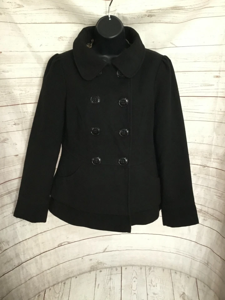 Madden Girl Women’s Black Buttons Closure Collared Coat Jacket Size L - Image 1 of 4
