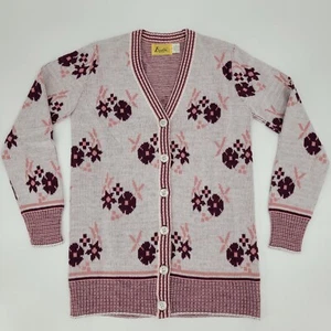 Beeline Fashions Sweater Size Small Cardigan USA Made Vintage Floral Grandma - Picture 1 of 17