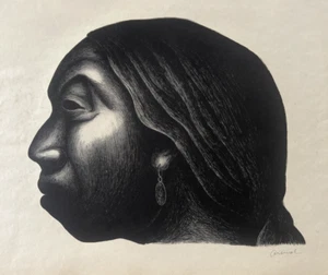 Luis Arenal Bastar (Messicano 1908-2003) Cabeza de Mujer 1947 litografia firmata - Foto 1 di 5