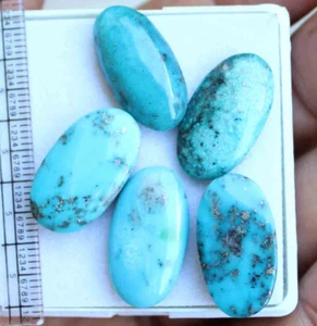 55.60 Ct 11.5*22 Mm Natural Oval Cabochon Kingman Blue Turquoise Loose Gems - Picture 1 of 4