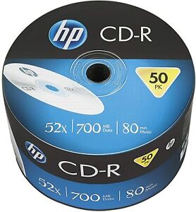 50 Genuine HP CD-R 80 mins Blank CD Discs 700MB 52X 80 mins Shrinkwrap