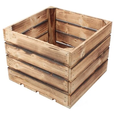 Sets Geflammte Holzkisten 30x30x30cm Apfelkisten Obstkisten Weinkisten Deko - Bild 1 von 4