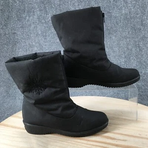 Toe Warmers Boots Womens 7 M Jennifer Mid Calf Winter Casual Black Front Zipper - Picture 1 of 16