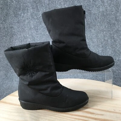Calentadores de Puntera Botas Mujer 7 M Jennifer Media Pantorrilla Invierno Informales Negras Cremallera Frontal Foto 1 de 4