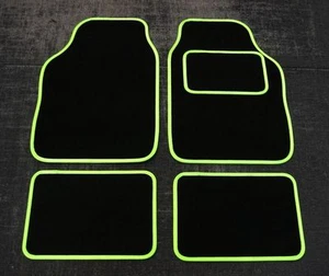 UNIVERSAL AUTO BODENMATTEN MIT GUMMIUNTERLAGE - SCHWARZ & LIMETTENGRÜN VERKLEIDUNG - Bild 1 von 1