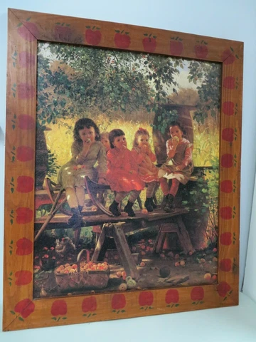 "The Cider Mill" 1880 By J.G. Brown Reproduction On Canvas In Apple Frame Cover