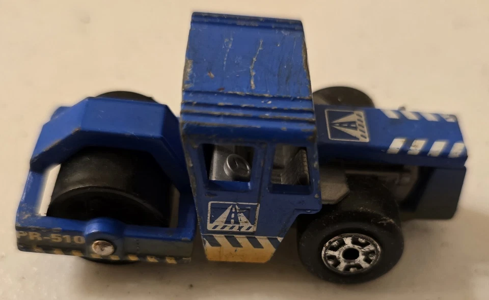 Matchbox Blue Stream Road Roller PR-510 1979 negro blanco construcción de dos tonos Foto 1 de 4