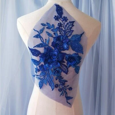Colorful 3D Florals Lace Beaded Floral Applique Party Dress Patch Craft Elegant - Image 1 of 4