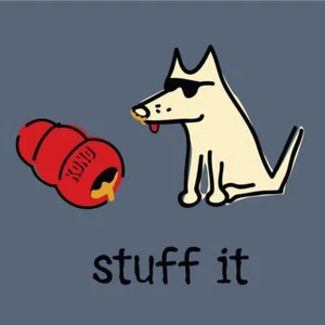 Teddy The Dog Ladies V Neck Shirt "Stuff it" Kong - Sheryl's Den Animal Rescue - Picture 1 of 2