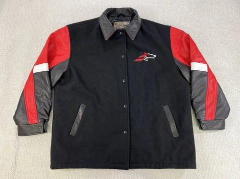 128th Kentucky Derby Letterman Bomber Jacket Wool & Leather Saxon 2002 Mens XL Cover