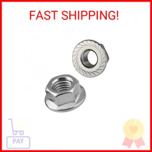 1/4-20 Serrated Flange Hex Lock Nuts, Stainless Steel 18-8 (304), Bright Finish, - Picture 1 of 2