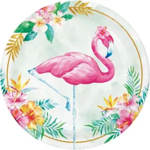 Flamingo Floral 9-inch Plates Paper 8 Per Pack Premium Strength Party Tableware - Picture 1 of 1
