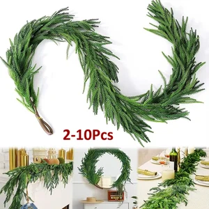 6FT Christmas Garlands Norfolk Pine Garland Artificial Plants Faux Greenery Vine - Bild 1 von 15