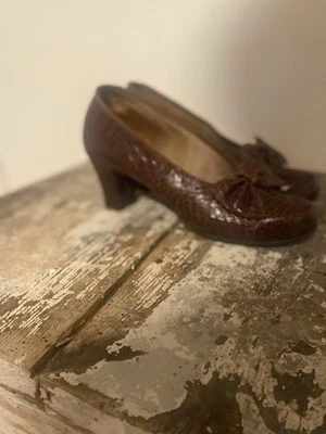 1940s Art Deco Vintage Alligator Leather Pumps/heels 7.5 - Image 1 of 4