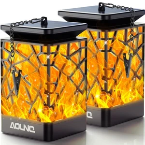 Solar Lanterns Outdoor Waterproof 2 Pack - Upgraded Hanging Solar Lights with... - Picture 1 of 7