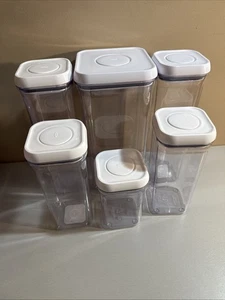 OXO Good Grips Pop Lebensmittel Aufbewahrung 6 Stück Klar Weiß Deckel Behälter Set Schneller Versand - Bild 1 von 11