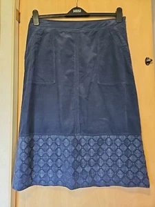 Ladies Navy Blue Fine Corduroy Skirt By White Stuff Size 12 - Picture 1 of 4