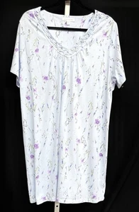 Carole Hochman Sz 2X Lilac Floral Short Sleeve Women’s Nightgown Plus Size XXL - Picture 1 of 4
