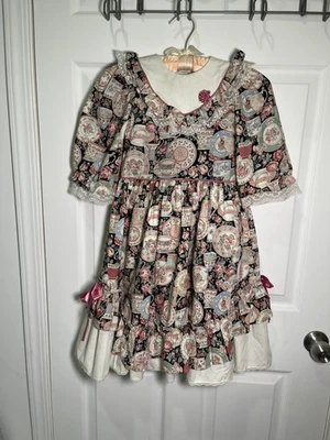 Vestido de fiesta de té vintage para niñas - Pradera Cottagecore encaje cuello con volantes floral Foto 1 de 4