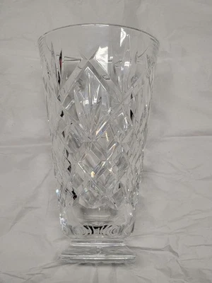 Waterford Ireland Crystal Glass Footed Flower Vase 8" Innisfree Diamond Base - Image 1 of 4