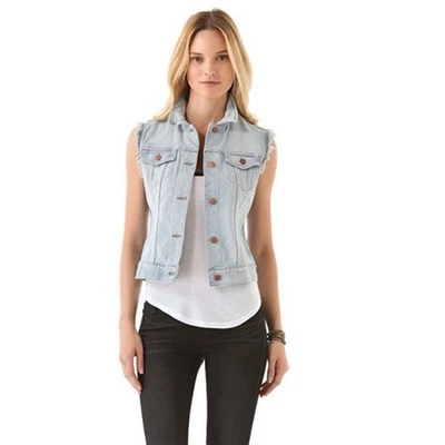 J Brand | Cut Off Frayed Sleeve Trucker Jacket - Image 1 of 4