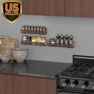 Wall Mounted Spice Rack Shelves Organizer, Bronze, 3-Pack - Picture 1 of 5