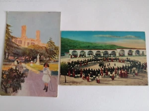 CAGLIARI - COSTUMI SARDI - LOTTO 2 CARTOLINE - GIARDINO STAZIONE E MUNICIPIO - Foto 1 di 2