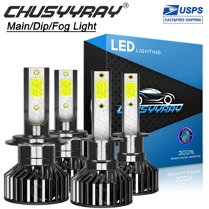 H7 H1 Combo LED Headlights 19200LM White Bulbs For Smart Fortwo 2005 2006 2007 - Picture 1 of 11