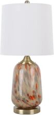 Golden Art Glass Table Lamp with LED Bulb Beige Shade - Bulb not included