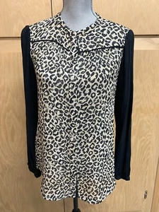 REBECCA TAYLOR Women Rayon Blouse Top SZ 6 Animal Print (S118) - Picture 1 of 6