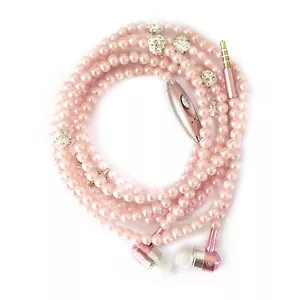 Pearl Necklace Stereo Earphones with Microphone 3.5mm In-ear Q5T4 - Picture 1 of 8
