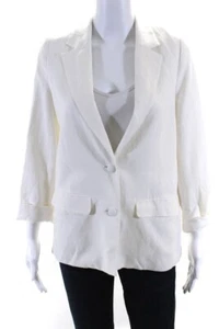 Chaqueta Blazer Cami Mujer Blanco Sólido Lino Seda Dos Botones Manga Larga Talla XS - Imagen 1 de 4