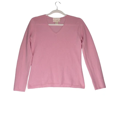 Geneva Sweater Womens S Pink 100% 2 Ply Cashmere Lightweight Capsule Classic - Image 1 of 4