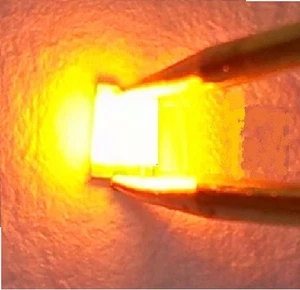 4 Bright Yellow "PICO" (0402) LEDs with Wires Attached - Picture 1 of 3