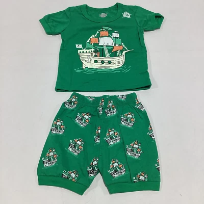婴儿绿色海盗船顶底睡衣套装 12M 二手状况完好 — 第 1/4 张图片