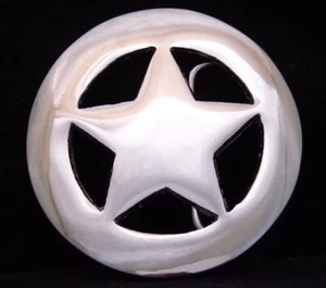 RG20148 *NOS* VINTAGE 1970s BARON **5 POINT STAR** CHROME OVER SLD BRASS BUCKLE - Picture 1 of 2