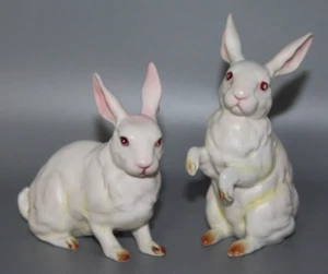 Set of 2 Vintage Lefton Ceramic White Easter Rabbit Figurines H880 4 1/2" tall - Picture 1 of 6