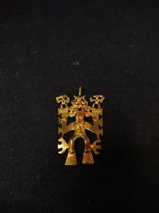 Antique Handmade Brass Quetzalcoatl Aztec Pendant 2.5 Inches - Picture 1 of 12