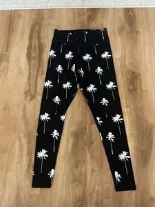 Spiritual Gangster Girls Black Palm Tree Athletic Activewear Leggings Size 8 - Picture 1 of 5