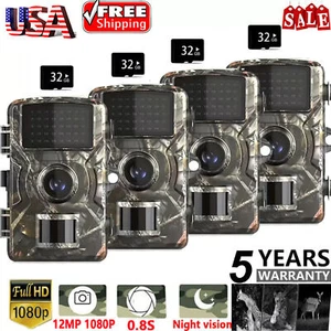 Hunting Game Trail Camera 1080P Wildlife Waterproof Cam Night Vision 1/2/4 pcs - Picture 1 of 20