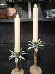 Messing Palme Kerzenständer Set / 2 - Bild 1 von 6