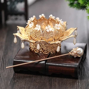 Retro Wedding Hair Accessories Bun Holder Cuff Vintage Hair Bun Cage Hairpin - Picture 1 of 12
