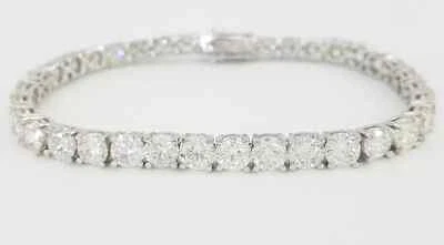 Round Brilliant Diamond Straight Line Platinum Tennis Bracelet 13ct 7" Rtl $40K - Image 1 of 4
