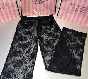 Victorias Secret Archives Rose Lace Pants Black Medium $139 - Picture 1 of 5