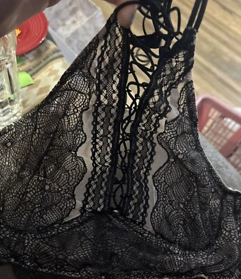 Woman’s Victoria Secret Very Sexy Bralette Black And Tan Small - Image 1 of 4