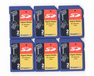Lot Of 6x SimpleTech 2GB SD Camera Memory Cards - Picture 1 of 1