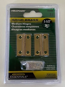 Hillman 1-1/2" cerniere medie in ottone massiccio ottone brillante #852995 ferramenta porta - Foto 1 di 2