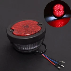 Motorcycle Retro LED Rear Tail Brake Stop Light Round Lamp For Harley Chopper - Picture 1 of 12