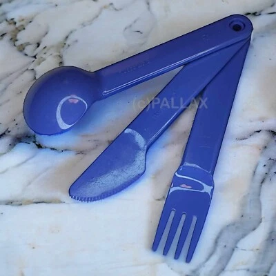 TUPPERWARE C70 PICKNICK-BESTECK LILA MESSER GABEL LÖFFEL - Bild 1 von 2